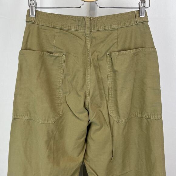 EVERLANE The Fatigue Barrel Pants Cargo Pockets Organic Cotton Linen Khaki 4 - Picture 7 of 11
